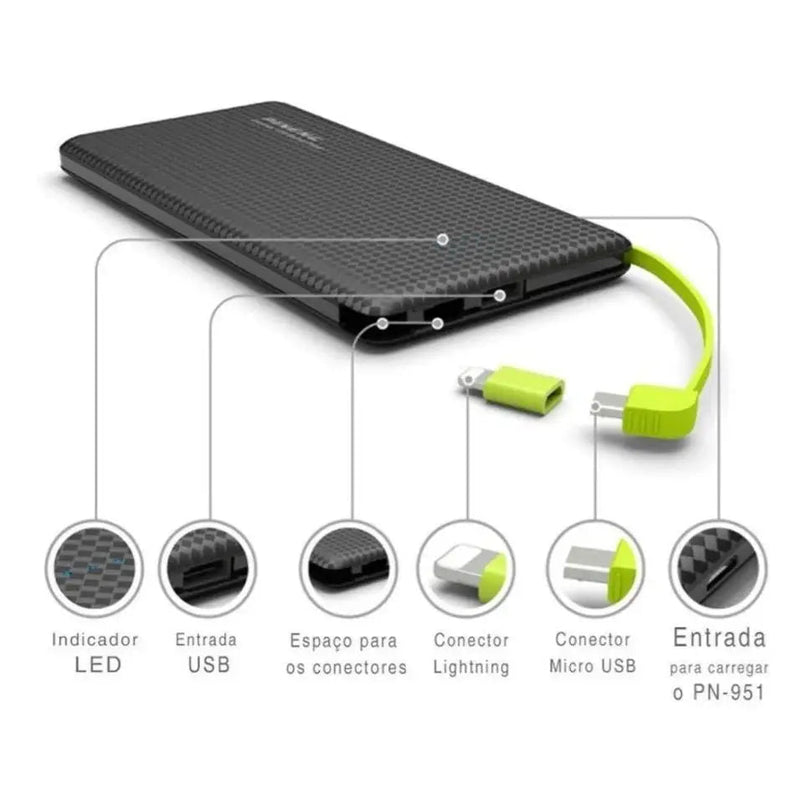 Pineng Power Bank 10.000mAh: Carregue Seu iPhone com Potência e Portabilidade! - mineirosofertas